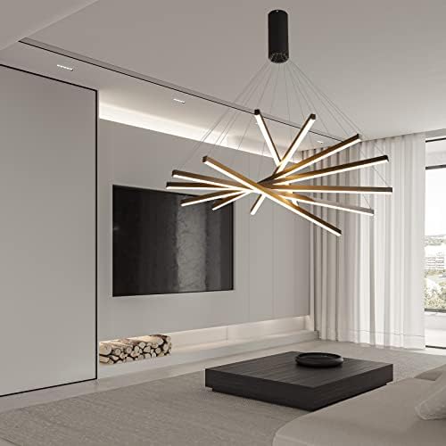 JAYMP Modern Dimmable Pendant Light Chandelier for High Ceilings Black 7-Lights