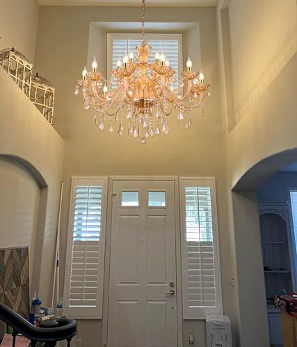 Amber Gold Crystal Chandelier with 18 Lights