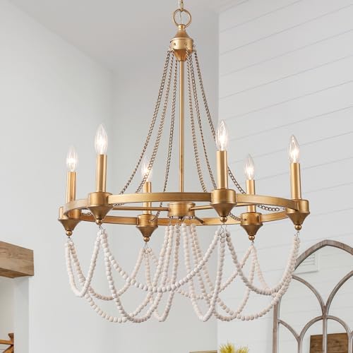 Boho Beaded Chandelier with 6 Lights W256