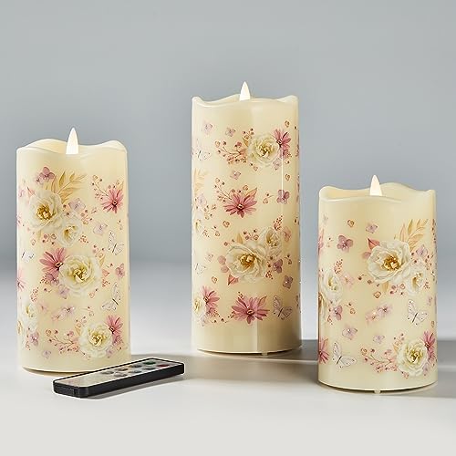 Eywamage Fiber Optic Flameless Candles with Remote Control Set of 3