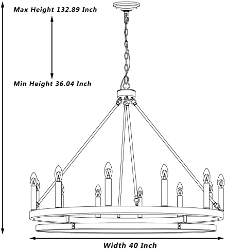 Vanity Art 12-Lights Wagon Wheel Chandelier Ceiling Light