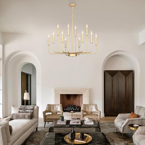 Gifarich 12-Light Gold Chandelier for Dining Room