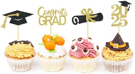 24Pcs Graduation Cupcake Toppers Gold 1