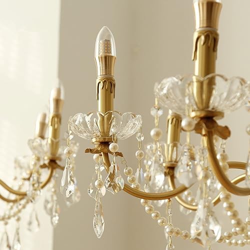 MORE CHANGE Luxury Gold Crystal Chandelier 8 Light