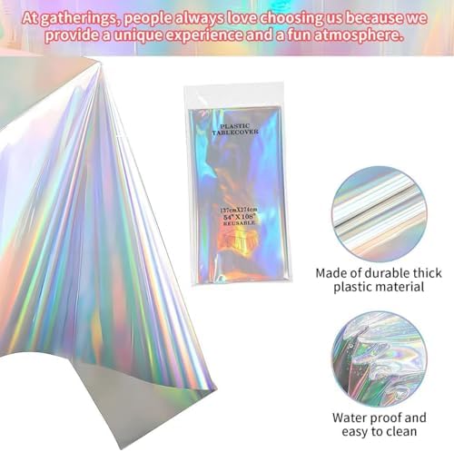 Iridescent Pink Tablecloths - Shiny Holographic Disposable Party Covers