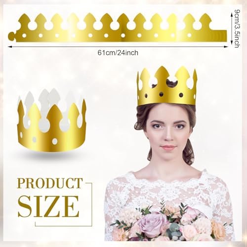 Crtiin 200 Pcs Gold Paper Crowns for Birthday Party Headwear