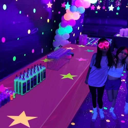 4 Pack Hot Pink Glow in the Dark Tablecloths for Birthday Parties
