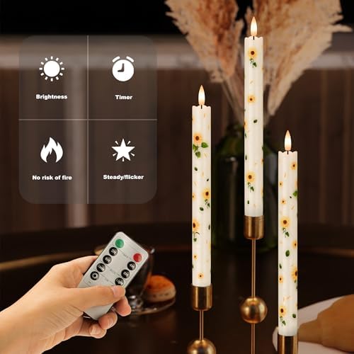 Sunflower Flameless Taper Candles 3-Pack Set