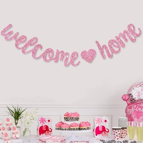 Beishida Pink Welcome Home Banner Pre-Strung Decor
