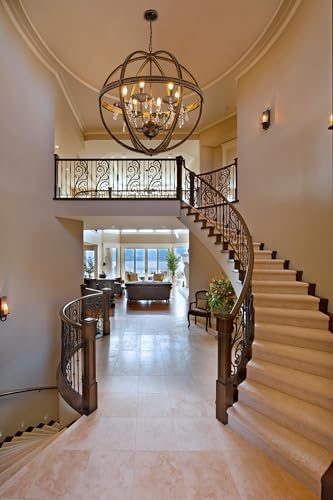 TOCHIC 30W Large Globe Orb Crystal Chandelier with 6 Lights