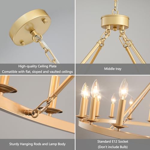 Gold Wagon Wheel Chandelier 48-Inch 20-Light