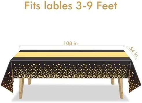 GREATRIL Black Gold Table Covers 54 x 108 2 Packs