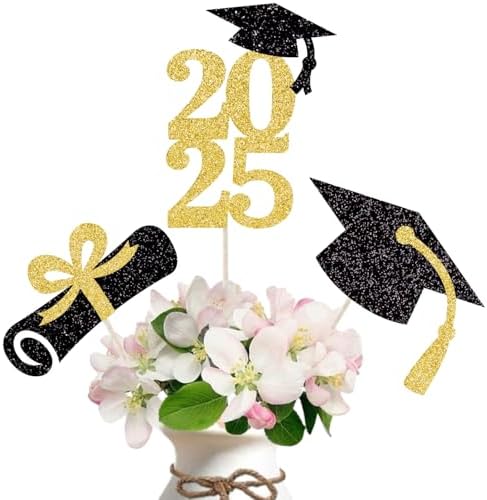 ALISSAR 18-Pack Double Sided Graduation Centerpiece Sticks - Class of 2025 Gold
