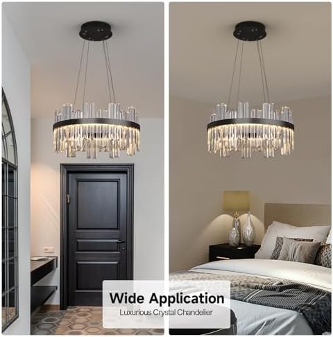Modern 3 Color Dimmable Chandelier with Crystal Design