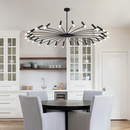 Extra Large Black Sputnik Chandelier for High Ceilings