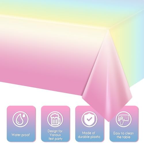 3 Pack Rainbow Tablecloths - 54x108 Inches
