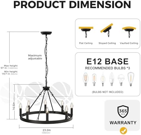 L LOHAS LED Wagon Wheel Chandelier 8-Lights 23in