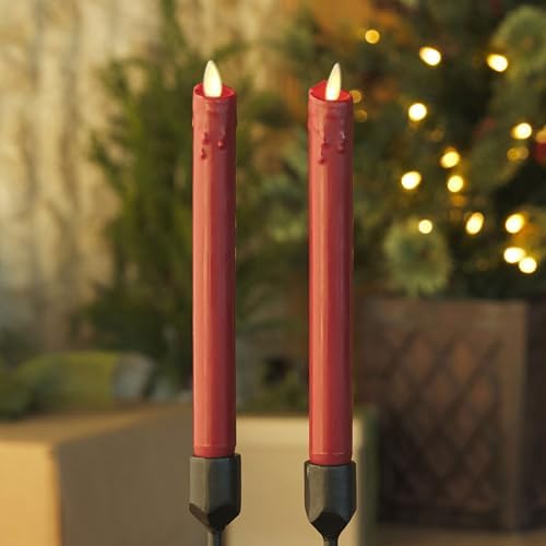 Luminara Burgundy Flameless LED Taper Candles Set of 2