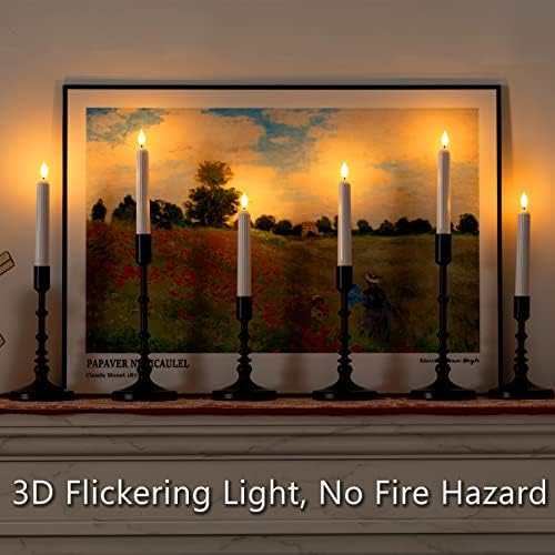 5plots 6-Pack White Flameless Taper Candles with Timer and Remote