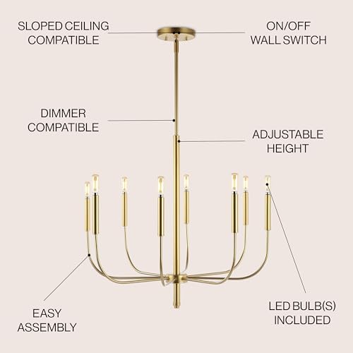 JONATHAN Y JYL7900B 8-Light Modern Iron LED Chandelier