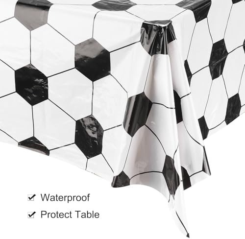 MECCANIXITY Soccer Tablecloth Set 2pcs Black White Grid 54x108 Inch