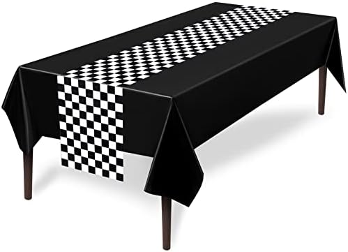 Tallew Checkered Car Party Tablecloth and Runner