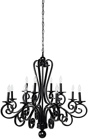 Deco 79 Modern Black Metal Chandelier Pendant Light