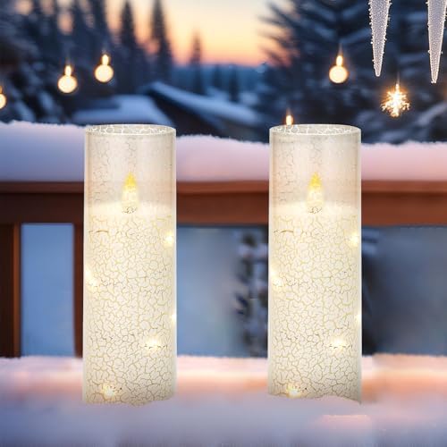 Snow Themed Flameless LED Candles with Remote Control and Timer