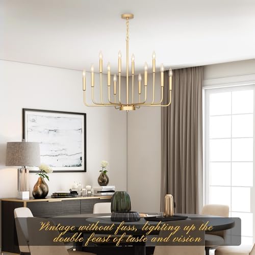 Gifarich 12-Light Gold Chandelier for Dining Room