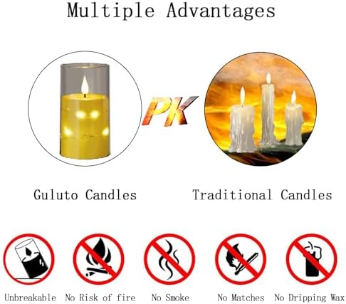 Flameless LED Candles with Star String Set of 2 Remote Controlled Timer 3x6