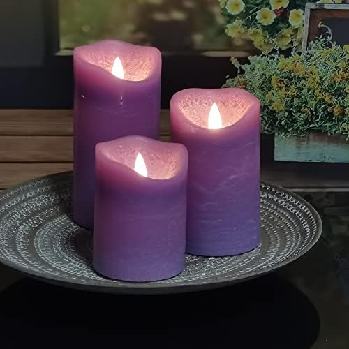 EZiGarden Battery Operated LED Flameless Pillar Candles with Timer and Remote Control 3Pack