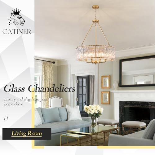 Gold Drum Chandelier 244 8-Light Crystal Ceiling Light
