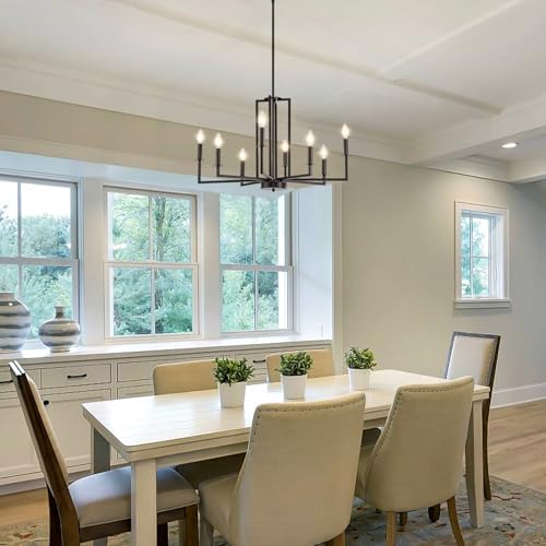 Modern Black Chandelier 8 Light Farmhouse Design