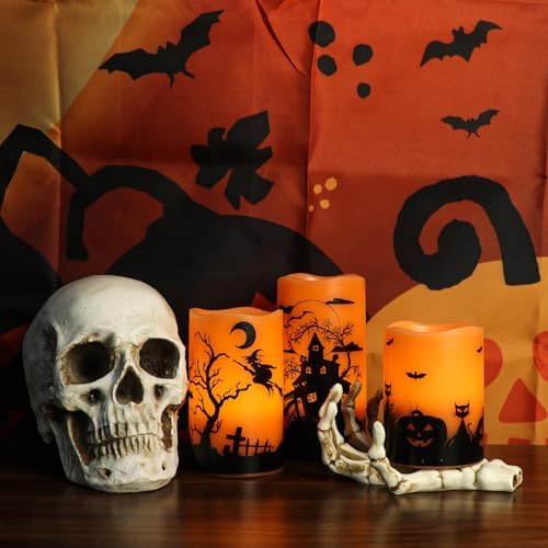 GenSwin Halloween Candles with Timer 3 Pack