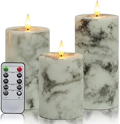 Yongmao Flameless Candles LED Real Wax 3D Wick Pillar with Remote Control