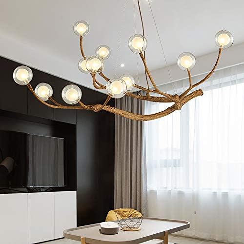 Modern Glass Globe Chandelier with 12 Lights and Adjustable Hanging Chain