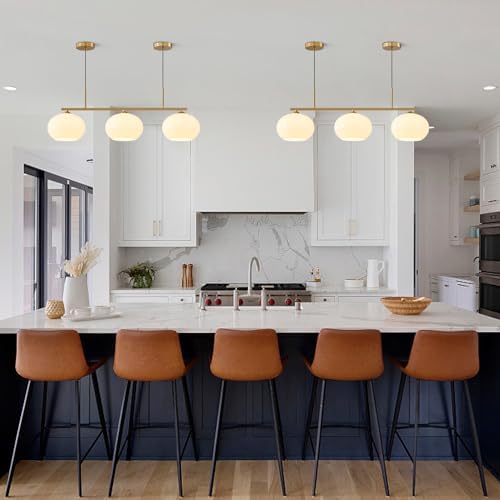 KCO 3 Light Linear Pendant Chandelier with Milk Glass Shades
