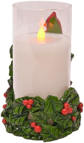 Holiday Flameless Candle Holder with LED Candle