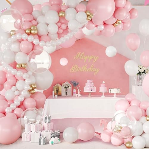 CROSSFINGERS Pink and White Balloon Arch Kit