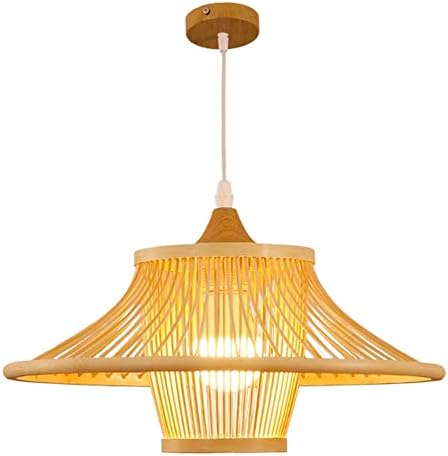 Modern Industrial Bamboo Chandelier with Wicker Shade