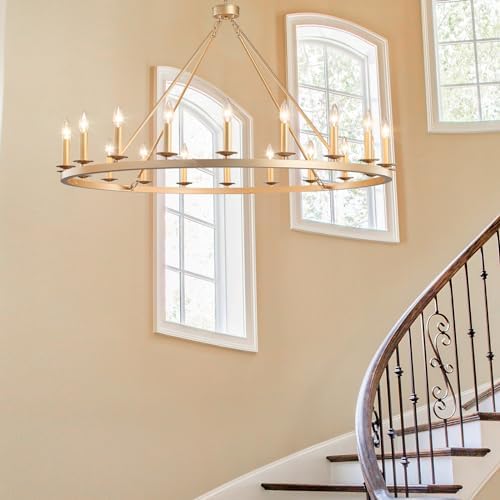 Gold Wagon Wheel Chandelier 48-Inch 20-Light