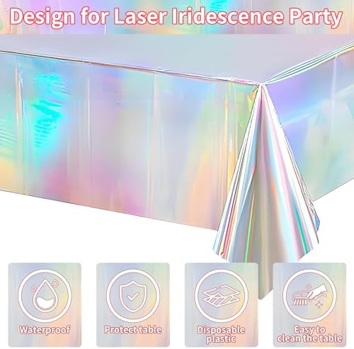 Iridescent Pink Tablecloths - Shiny Holographic Disposable Party Covers
