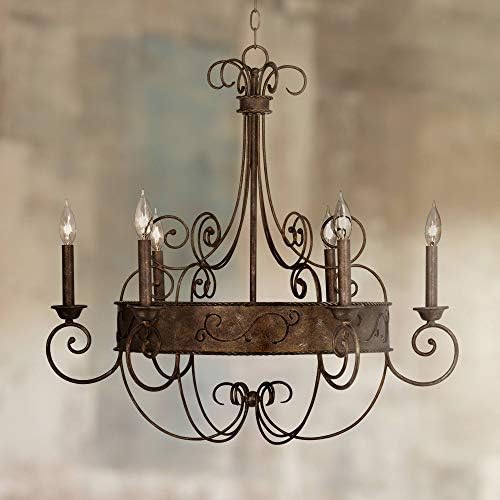 Franklin Iron Works Rust Bronze Chandelier 6 Light 30 Inch Wide