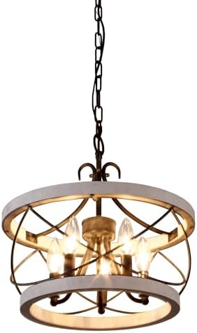 Bella Depot 5 Light Rustic Wood Chandelier Dimmable