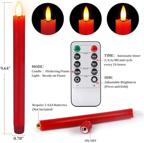 OCATO Flameless Candles with Remote 8 Pack LED Taper Candles
