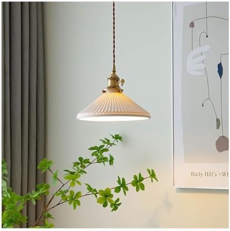 Modern White Ceramic Pendant Light with Bronze Finish