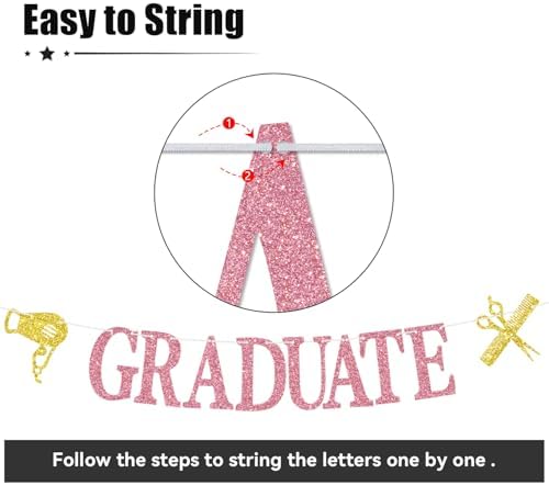 Cosmetology School Graduate Banner with Pink Glitter