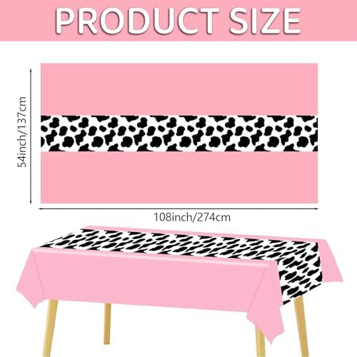 PHOGARY Pink Cow Table Runner Set 3 Pieces
