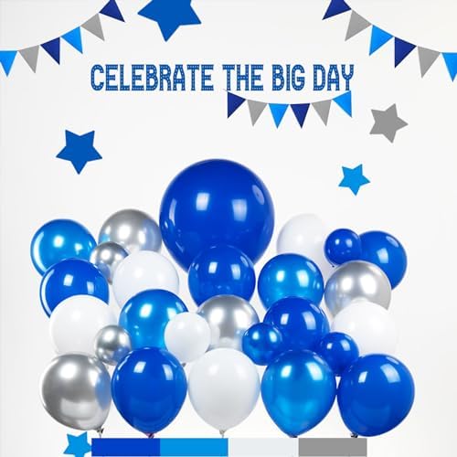 Pearl Royal Blue and White Gold Balloon Garland Arch Kit