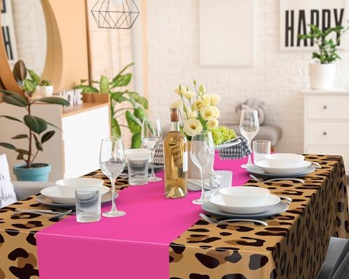 Buryeah Leopard Print Tablecloth Pink 54x108